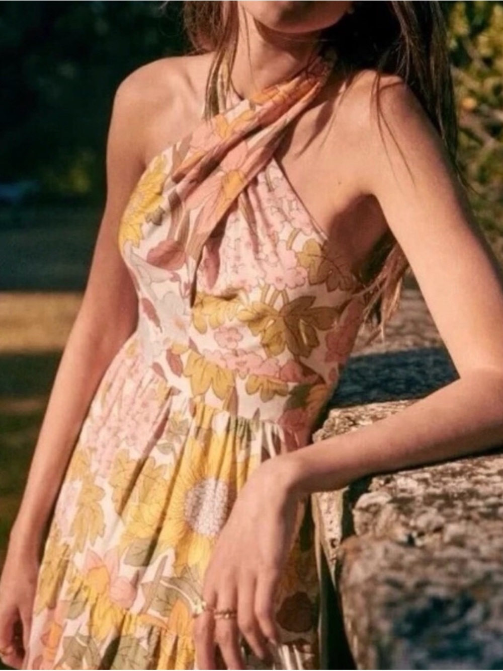 Sezane Billie Boho Floral Halter Maxi Dress - Picture 2 of 6